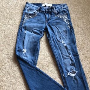 Abercrombie Ripped Jeans with Beading